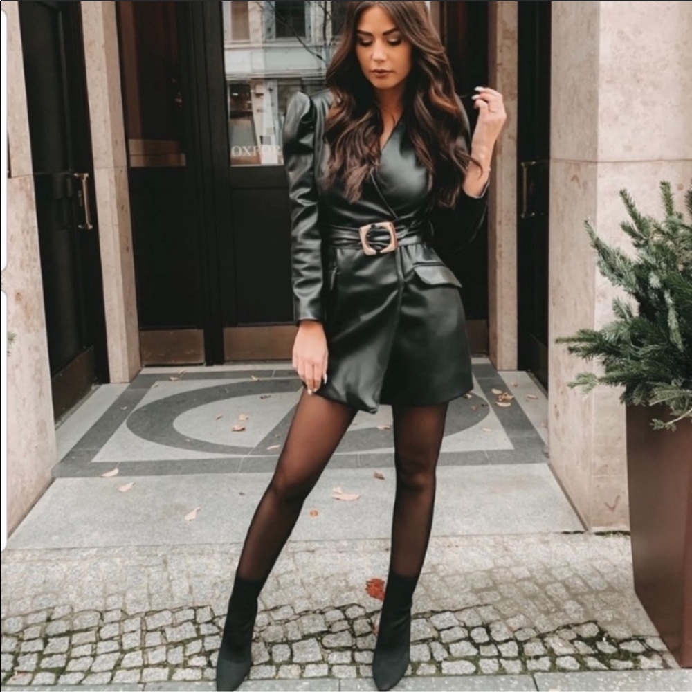 LAST CHANCE! Zara Faux Leather Dress with Belt